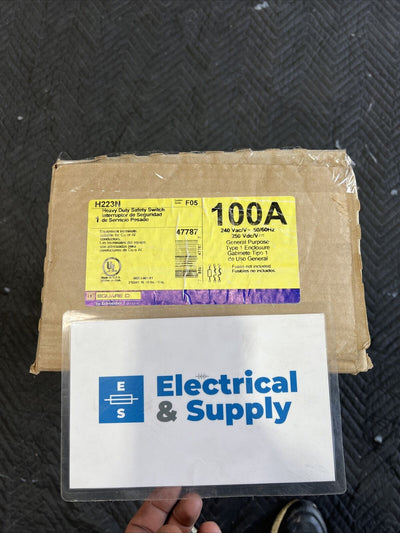 100 AMP HEAVY DUTY SAFETY SWITCH SQUARE D H223N New