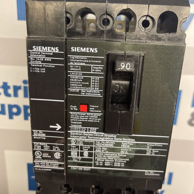 HED43B090 W Shunt S01ed60 Siemens 480V 90A Sentron Series HED Circuit Breaker