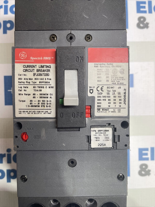 SFLA36AT0250 GE 3 POLE 200AMP 600 VOLT Circuit Breaker Electrical and