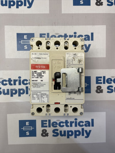 HFD3020 Cutler Hammer Circuit Breaker 3 Pole 20 Amp 600V 1yr Warranty