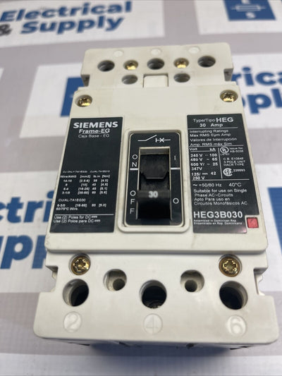HEG3B030 Siemens Circuit Breaker 30AMP 3 Pole HEG Take Out