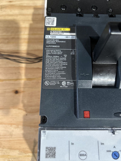 600 Amp LLF37060D33 Square D Powerpact 600V