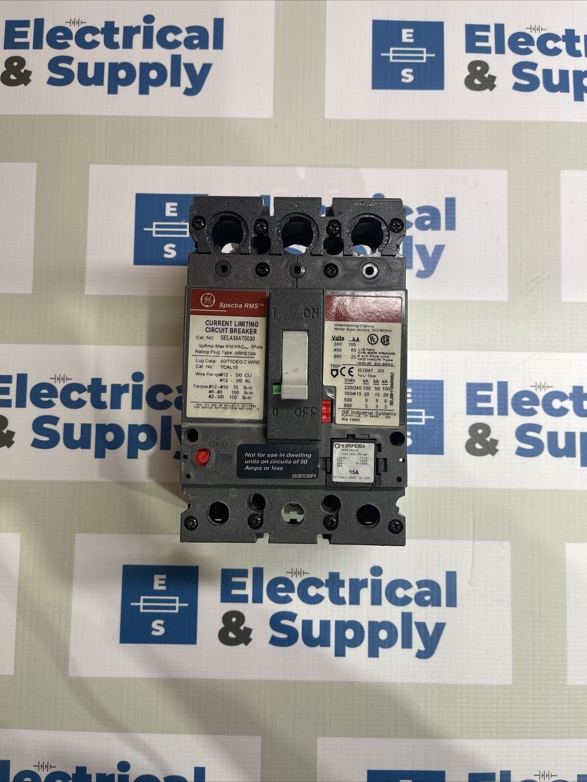 SELA36AT0030 30 AMP 3 Pole 600V Circuit Breaker 15A Trip - Electrical