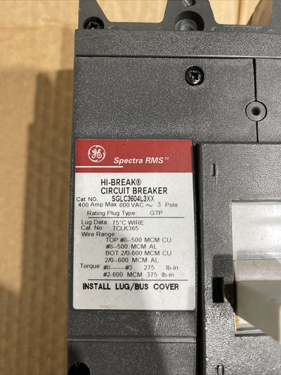 GE SGLC3604L3XX  3P 400A 600V LSI CIRCUIT BREAKER NEW SURPLUS 1yr Warranty