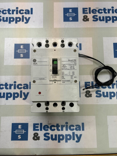 FBV36TE080RV 80 Amp GE RECORD PLUS  3 Pole Current Limiting Circuit Breaker