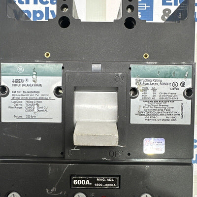 THJK636F000 600A Trip 3P 35k @480v Ge Circuit Breaker Recon  1yr Warranty