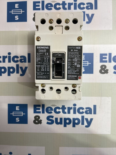 Siemens HEB3B080B 3 Pole 80 Amp 65k@480Volt  Circuit Breaker  New In Box