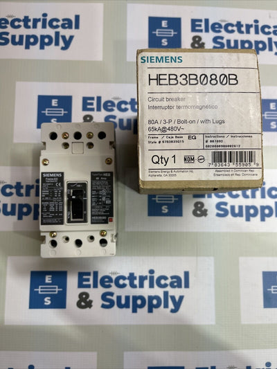 Siemens HEB3B080B 3 Pole 80 Amp 65k@480Volt  Circuit Breaker  New In Box