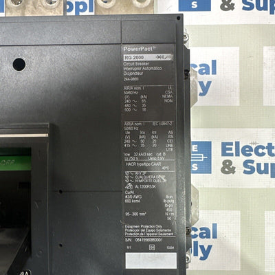 SQUARE D RGF36200U44A 2000A 3P 600V LSIG 35k Aic @480v Reconditoned