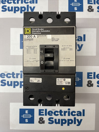Square D KAL26200WB Circuit Breaker, 200 Amp, 600 Volt, 2 Pole NEW SURPLUS