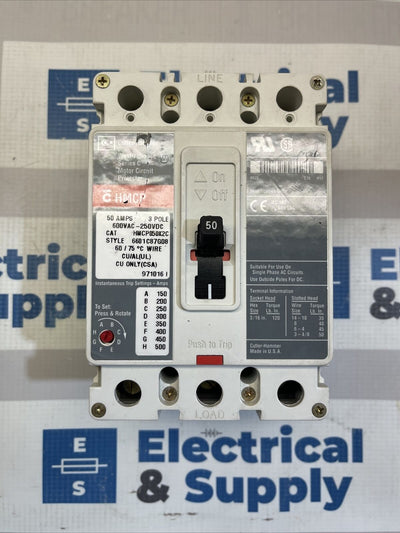 HMCP050K2C CUTLER HAMMER 3POLE 50A 600V MOTOR CIRCUIT PROTECTOR *NEW SURPLUS