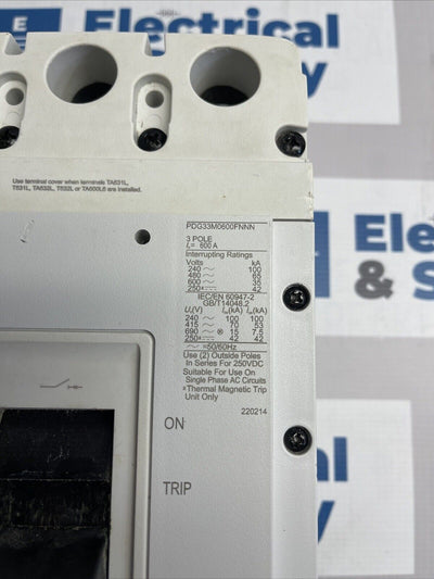 Eaton PDG33M0600FNNN/pdg3xpxr30600e2n Lsi trip 3 pole 600 Amp 65k@480v NS