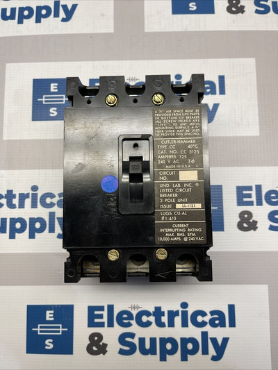 CC3125 CUTLER HAMMER CC 3 POLE 125 AMP 240V CIRCUIT BREAKER EATON