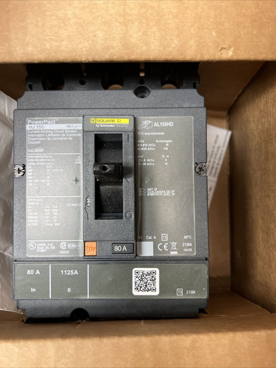 HJL36080 Square D 80 Amp 3 Pole 600V Circuit Breaker NEW!