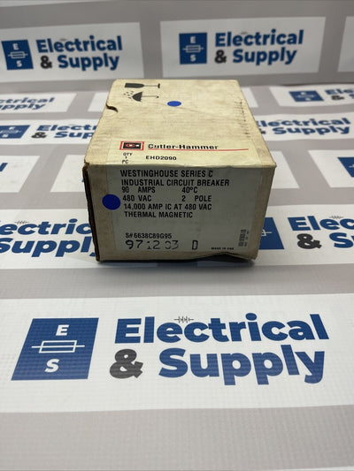 CUTLER HAMMER EHD2090 SERIES C INDUSTRIAL CIRCUIT BREAKER 90 AMP 2P 480VAC