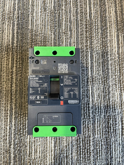 Square D BJL36080 3pole 80 Amp Circuit Breaker Power Pact 65k@480v New Surplus