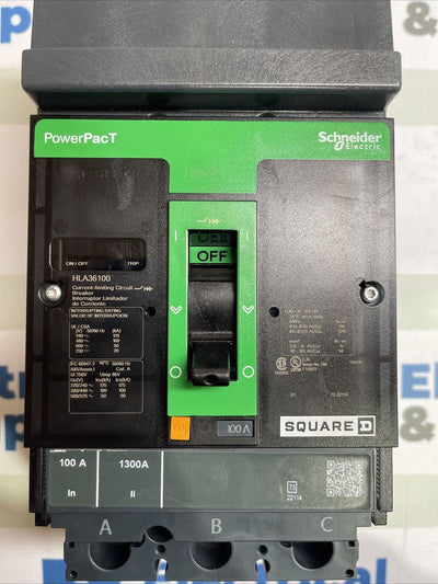 HLA36100RP - Square D 100 Amp 3 Pole 600 Volt, PowerPact Circuit Breaker tested