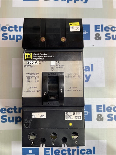 Square D KA36200 200 Amp 600 Vac 3 Pole Circuit Breaker.