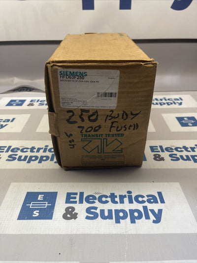 HFD63F250 SIEMENS 3 POLE 250A 600VAC 25KA SENTRON CIRCUIT BREAKER NEW