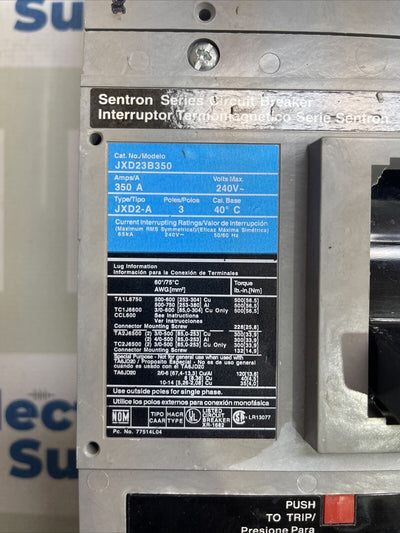 JXD23B350 Circuit Breaker 350 Amp Volts Max 240 Vac 350A Trip