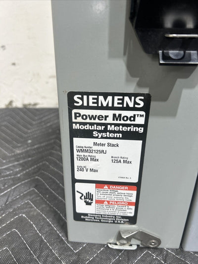WMM32125RJ 1200A, Siemens 120/240V, 1PH Meter Stack, (3) 5 Term Sockets