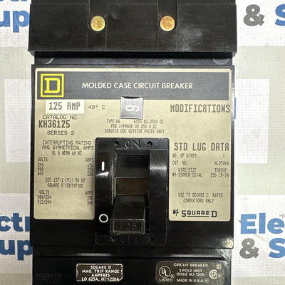 KH36125 3 Pole 125 Amp 600 Vac I-Line Circuit Breaker Square D