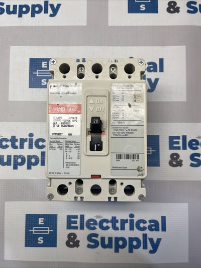 Eaton Ehd3020 Molded Case Circuit Breaker, 20 A, 480V Ac, 3 Pole,  flaw
