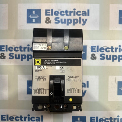 FC34100 100 Amp 480 Vac 3 Pole Circuit Breaker.