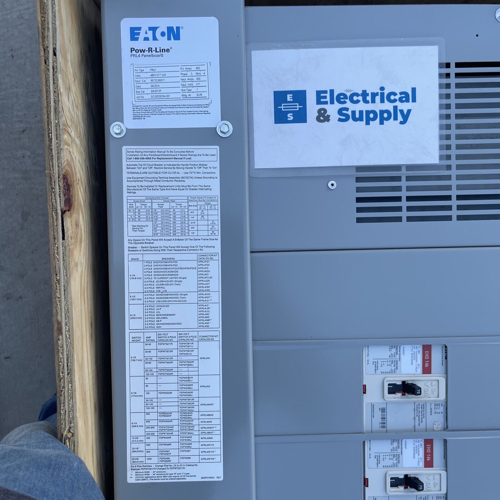 PRL4 Eaton 600 Amp 480Y/277 Volt 3PH 4W PowRLine Panelboar