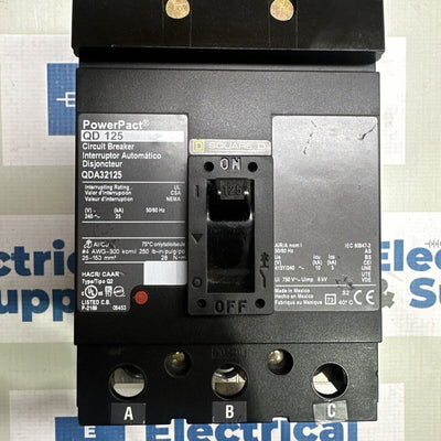 QDA32125 SQUARE D 125AMP 3POLE 240V CIRCUIT BREAKER