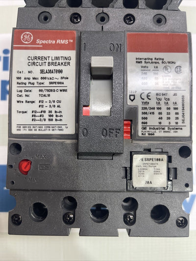 SELA36AT0100 GE 3 Pole 100A CIRCUIT BREAKER - 70A Trip