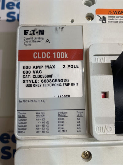 CLDC3600 Breaker 600A 600V 3P 100kA CLDC3600F New No Box