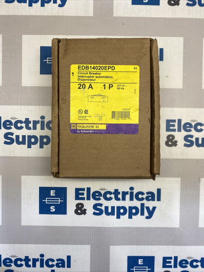 NEW SQUARE D 20 AMP BOLT-ON GROUND TRIP CIRCUIT BREAKER 277 VAC EDB14020EPD