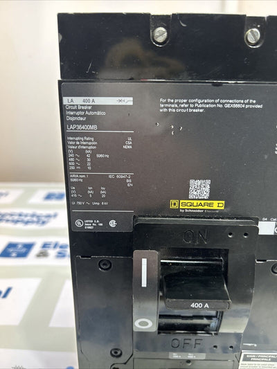 LAP36400MB Square D 400AMP 600V 3 Pole Feed Thru New Surplus