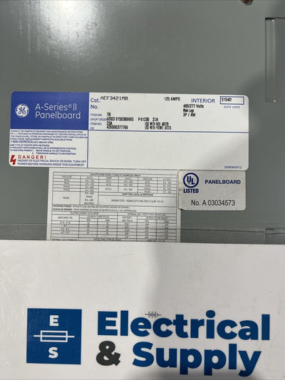 AEF3421MB GE 125 Amp 480/277V 3P 4W 42 Circuit Main Lug Only INTERIOR 