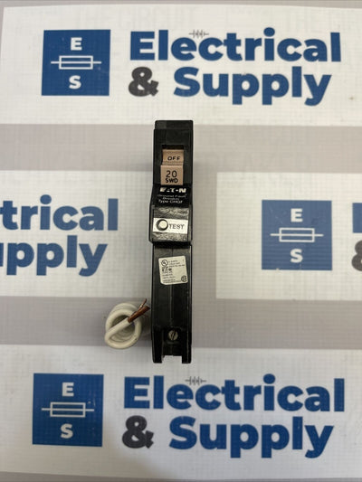 EATON CH120GF Ground Fault Circuit Breaker, Plug On Mounting, 20 A, 120 V