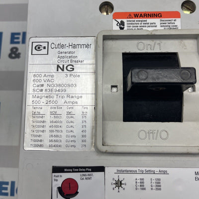 NG3800S03 Cutler Hammer 800 Amp 600Vac 3 Pol NG Breaker