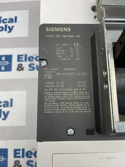 HNY3V100 Siemens type HNG 1000 amp Breaker New Surplus