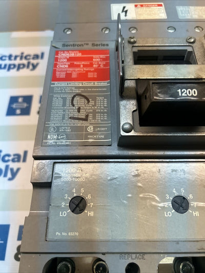 CND63B120 ITE Siemens CND6 3 Pole 1200 Amp 600 V Circuit Breaker