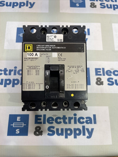 FHL361001021 3P 100A 600V Square D Breaker Recon Shunt Trip