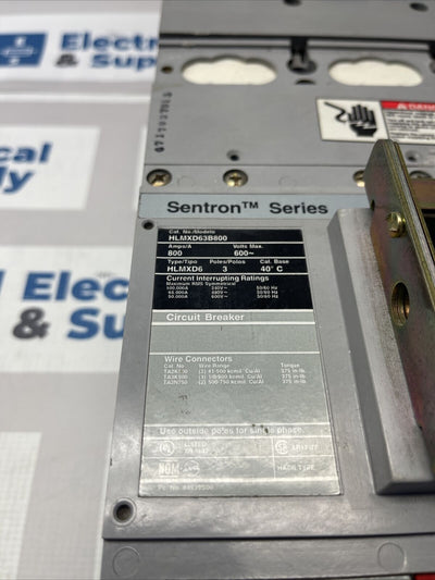 HLMXD63B800 Siemens 800A 600V Circuit Breaker Type HLMXD6 3P