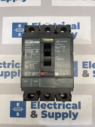 Square D | HDL36060 | 60 Amp | 600 Volt | 3 Pole | New Surplus PowerPact Circuit breaker