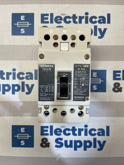 Siemens | HEB3B020 | 20 Amp | 600 Volt | 3 Pole | New Surplus Circuit Breaker w/ Warranty