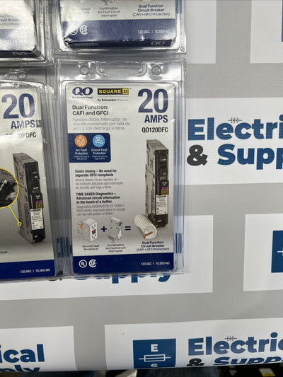 Square D | QO120DFC | 20 Amp | 120 Volt | 1 Pole | Dual Function AFCI/GFCI Circuit Breaker