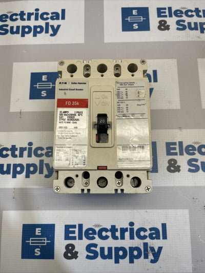 Eaton | FD3020 | 20 Amp | 600 Volt | 3 Pole | FD 35K Circuit Breaker | Warranty & Free Shipping