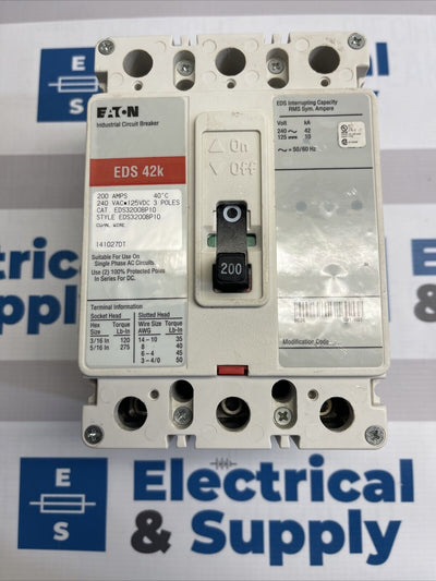 Cutler-Hammer | EDS3200 | 200 Amp | 240 Volt | 3 Pole | Circuit Breaker