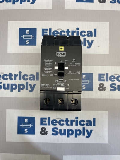 Square D | EJB34025 | 25 Amp | 480 Volt | 3 Pole | EJB Series Bolt-On Circuit Breaker