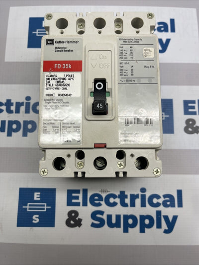 Cutler-Hammer | FD3045 | 45 Amp | 600 Volt | 3 Pole | New Circuit Breaker