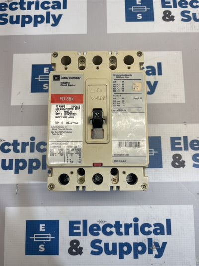 Cutler-Hammer/Eaton | FD3070 | 70 Amp | 600 Volt | 3 Pole | Reconditioned FD 35K Circuit Breaker