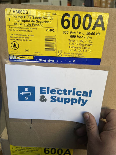 Square D | H366DS | 600 Amp | 200kA@600 Volt | 3 Pole | 3PH | New in Box Safety Switch